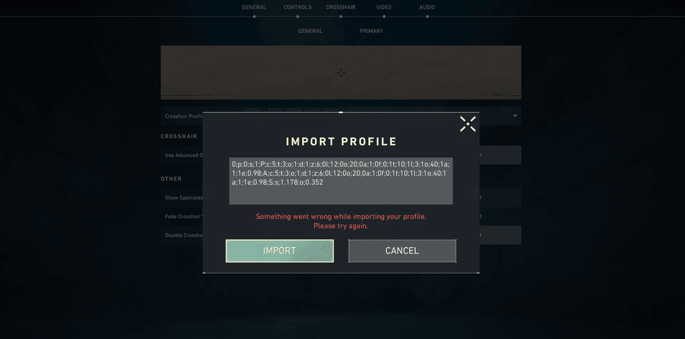 valorant import crosshair code